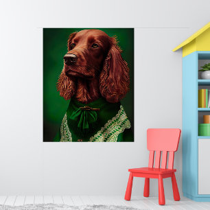 Irish Red Setter Hund in St. Patrick Day Dress Poster