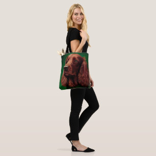 Irish Red Setter Hund in St. Patrick Day Dress Tygkasse