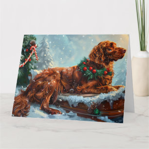 Irish Red Setter Hund jul Festive Kort