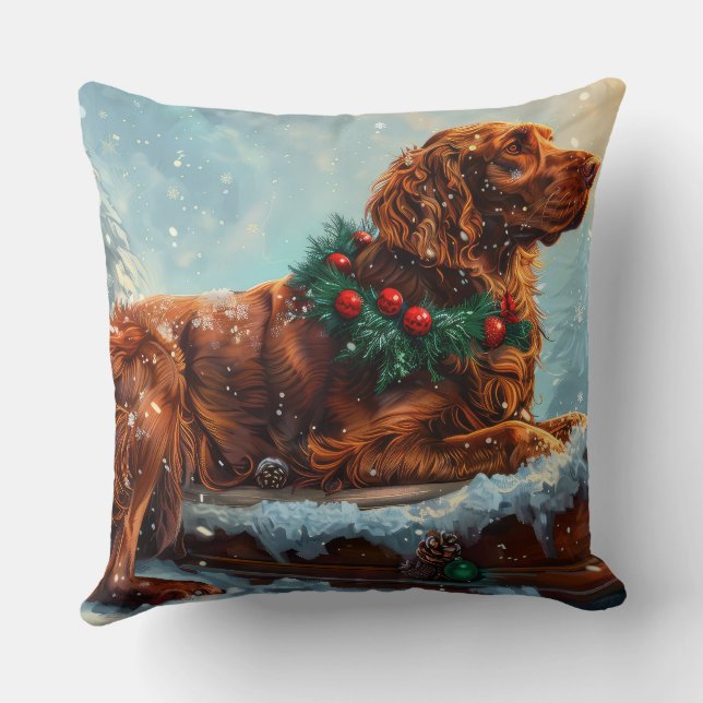 Irish Red Setter Hund jul Festive Kudde (Baksida)