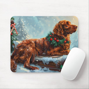Irish Red Setter Hund jul Festive Musmatta
