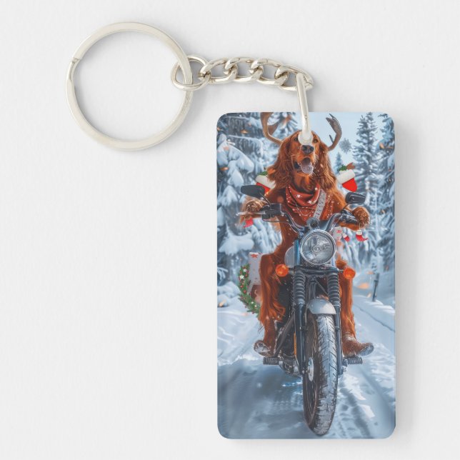 Irish Red Setter Hund Riding Motorcycle jul jul (Framsidan)