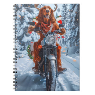 Irish Red Setter Hund Riding Motorcycle jul jul Anteckningsbok