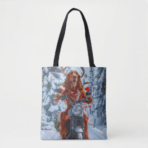 Irish Red Setter Hund Riding Motorcycle jul jul Tygkasse