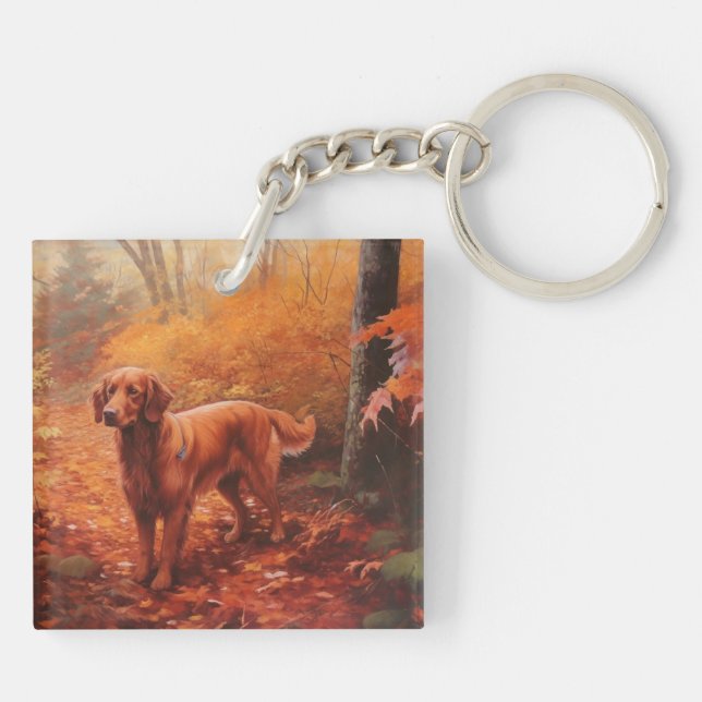 Irish Red Setter i Höst löv Fall Inspire (Baksidan)