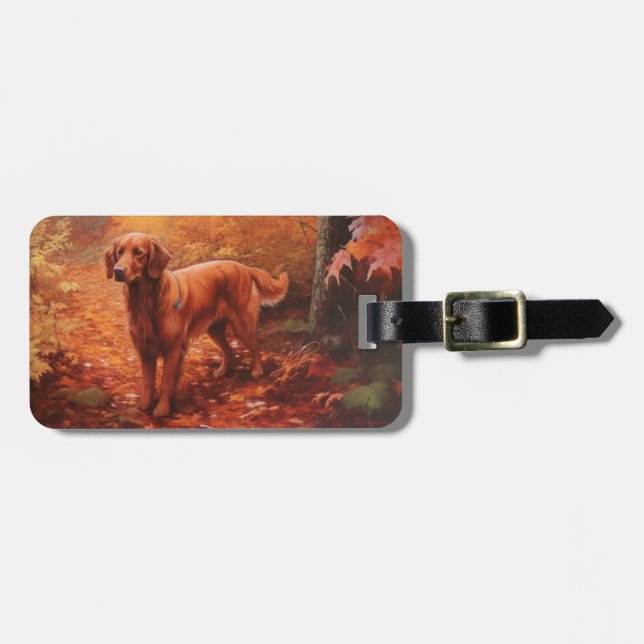 Irish Red Setter i Höst löv Fall Inspire Bagagebricka (Horisontell Framsida)