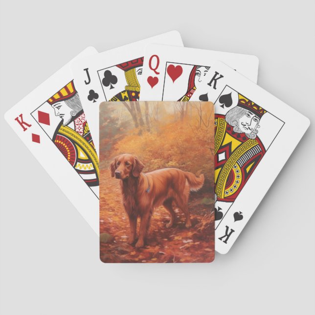 Irish Red Setter i Höst löv Fall Inspire Casinokort (Baksidan)