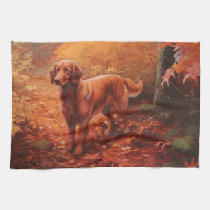 Irish Red Setter i Höst löv Fall Inspire Kökshandduk