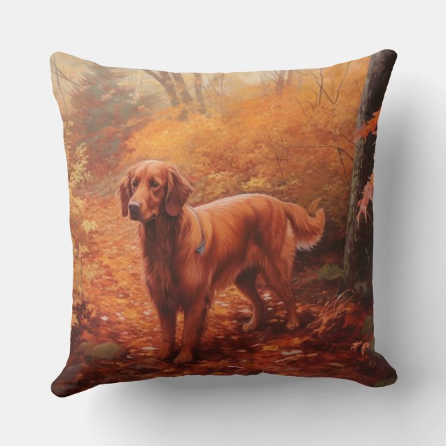 Irish Red Setter i Höst löv Fall Inspire Kudde (Baksida)