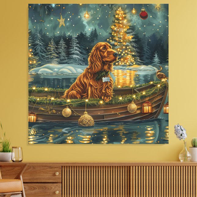 Irish Red Setter jul Festive Voyage Canvastryck (Insitu (Vardagsrum))