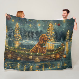 Irish Red Setter jul Festive Voyage Fleecefilt