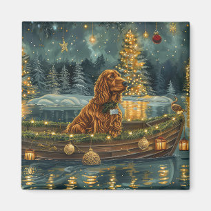 Irish Red Setter jul Festive Voyage Magnet