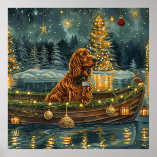 Irish Red Setter jul Festive Voyage Poster