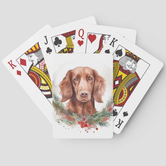Irish Red Setter jul Wandetive Festive Valp Casinokort (Baksidan)