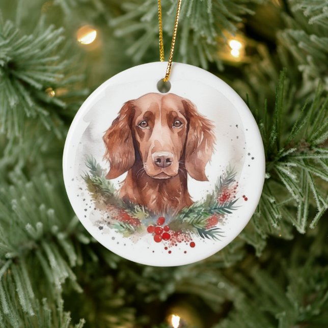 Irish Red Setter jul Wandetive Festive Valp Julgransprydnad Keramik (Träd)