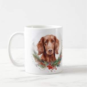 Irish Red Setter jul Wandetive Festive Valp Kaffemugg