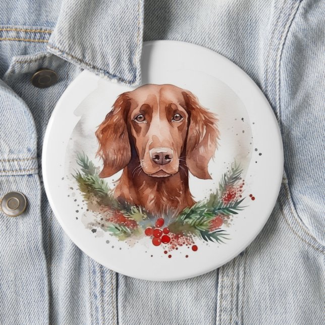 Irish Red Setter jul Wandetive Festive Valp Knapp (In Situ)
