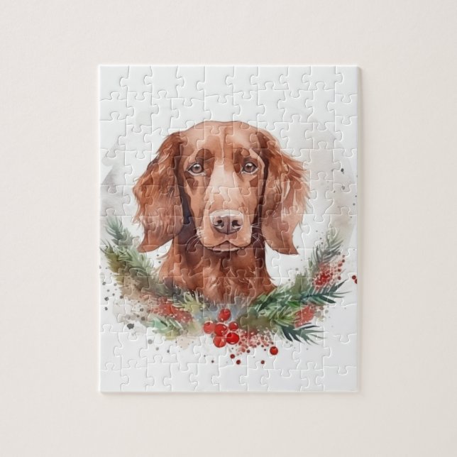 Irish Red Setter jul Wandetive Festive Valp Pussel (Vertikal)