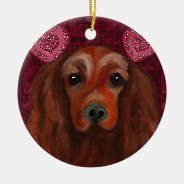 Irish Red Setter Julgransprydnad Keramik (Framsidan)