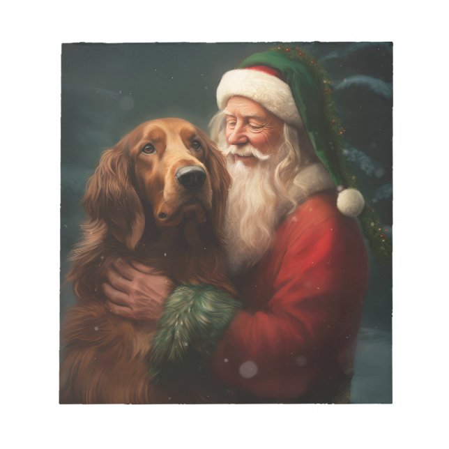 Irish Red Setter Jultomten Festive jul Anteckningsblock (Framsida)
