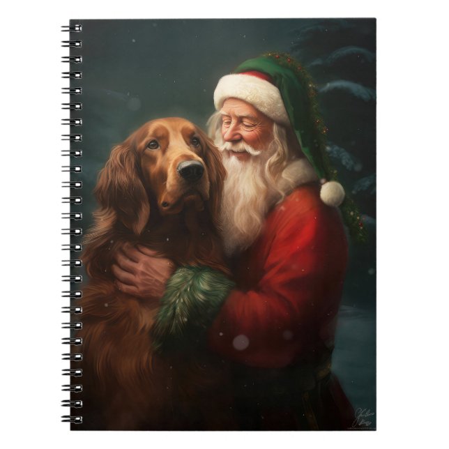 Irish Red Setter Jultomten Festive jul Anteckningsbok (Framsidan)