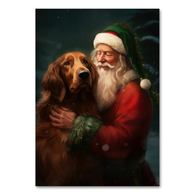 Irish Red Setter Jultomten Festive jul Bordsnummer (Framsidan)