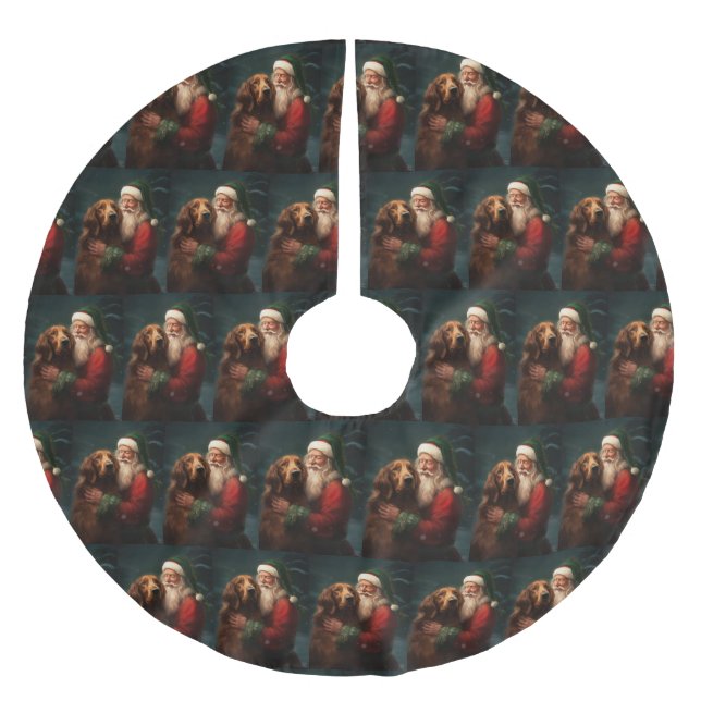 Irish Red Setter Jultomten Festive jul Julgransmatta Borstad Polyester (Framsidan)