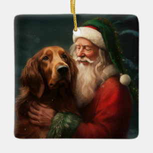 Irish Red Setter Jultomten Festive jul Julgransprydnad Keramik