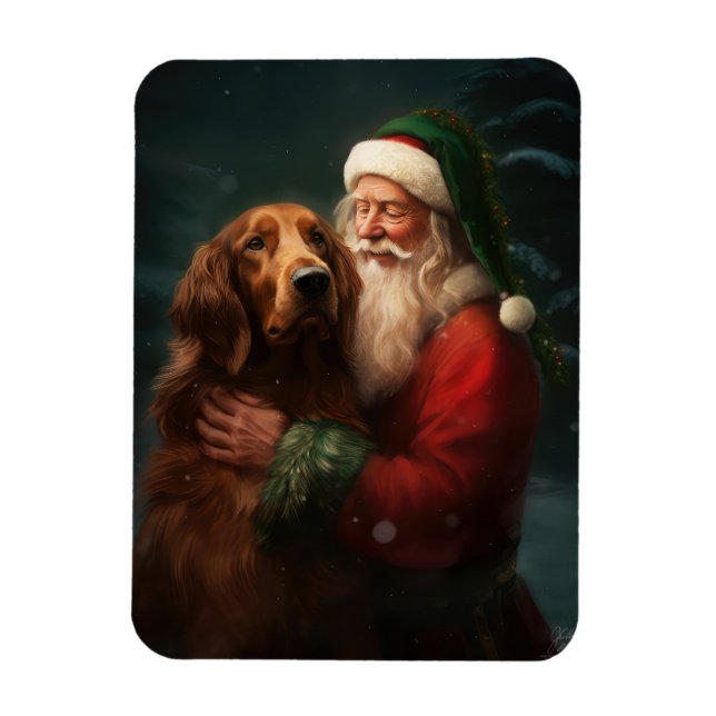 Irish Red Setter Jultomten Festive jul Magnet (Vertikal)
