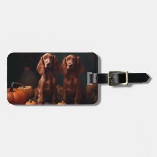 Irish Red Setter Puppy Autumn Delight Pumpkin Bagagebricka