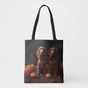 Irish Red Setter Puppy Autumn Delight Pumpkin Tygkasse