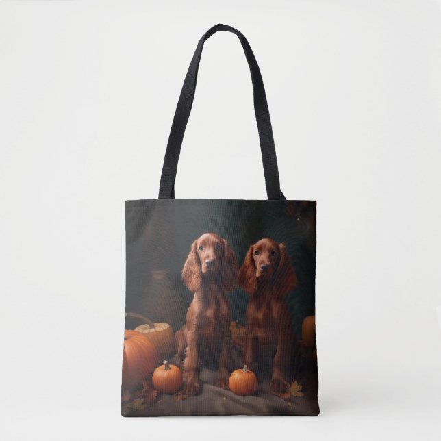 Irish Red Setter Puppy Autumn Delight Pumpkin Tygkasse (Framsida)
