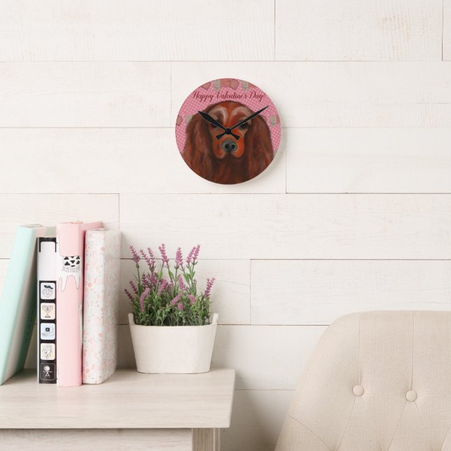 Irish Red Setter Rund Klocka (Läsesal)