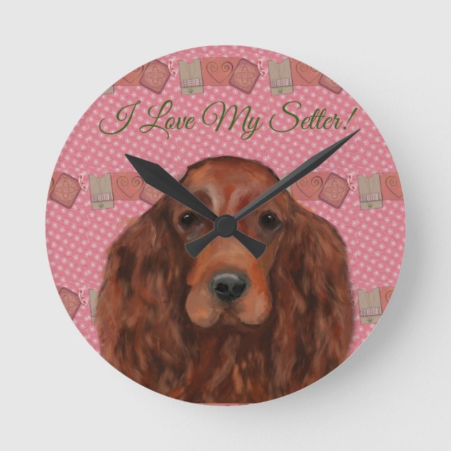 Irish Red Setter Rund Klocka (Framsida)