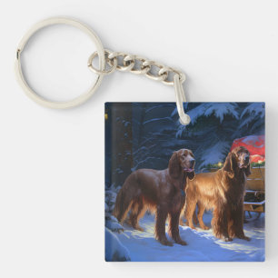 Irish Red Setter Snowy Sleigh juldeeller