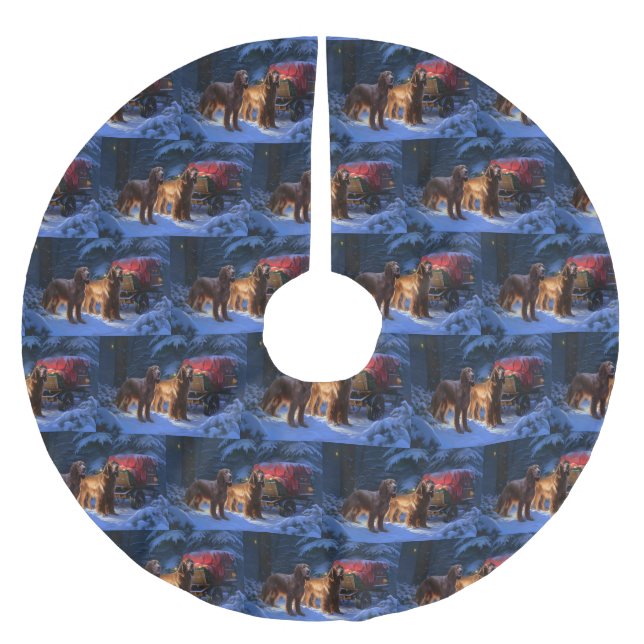 Irish Red Setter Snowy Sleigh juldeeller Julgransmatta Borstad Polyester (Framsidan)