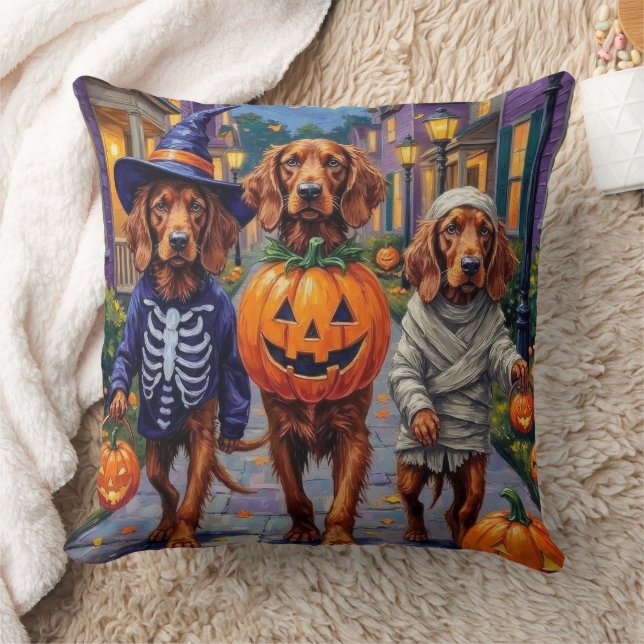 Irish Red Setter Trick-or-Treating Halloween Kudde (Filt)