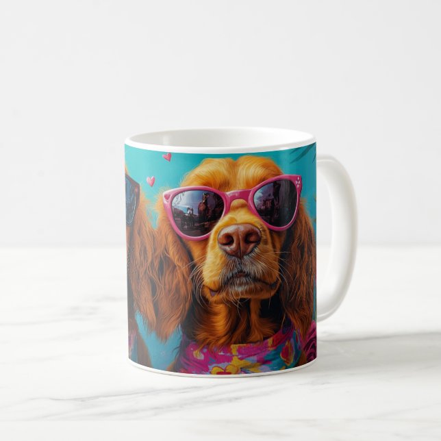Irish Red Setter with Heart Ro Valentine Day Kaffemugg (Framsida höger)