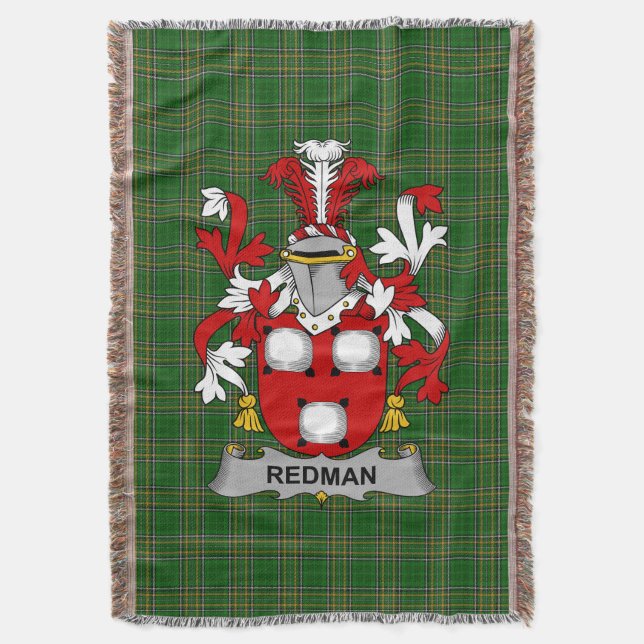 Irish Redman Jackar om Arm Family Crest Ireland Filt (Framsidan Vertikal)