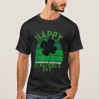 Irish Retro Sunset Shamrock Lycklig St patricks da T Shirt