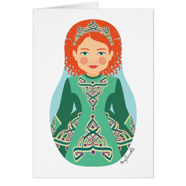 Irish Rödhårig Dancer Matryoshka Card OBS Kort (Framsidan)