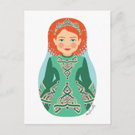 Irish Rödhårig Dancer Matryoshka Postcard Vykort