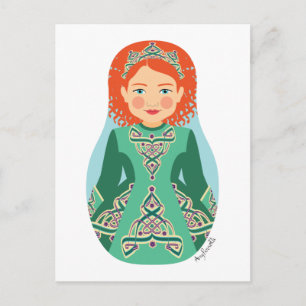 Irish Rödhårig Dancer Matryoshka Postcard Vykort