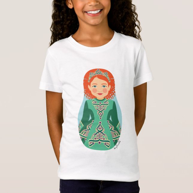 Irish Rödhårig Matryoshka Girls' T-Shirt (Framsida)