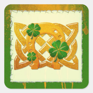 Irish Roligt 3D Whimsey 2 Fyrkantigt Klistermärke