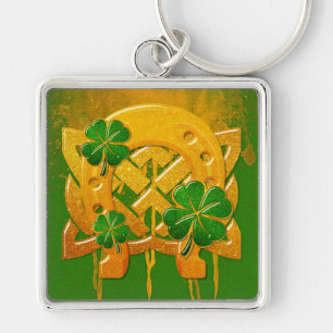 Irish Roligt 3D Whimsey Fyrkantig Silverfärgad Nyckelring