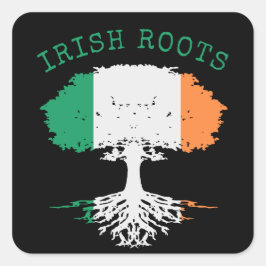 Irish Roots Family Träd Fyrkantigt Klistermärke