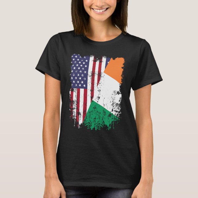 Irish Roots Halamerikanska Flagga Ireland Flagga T Shirt (Framsida)
