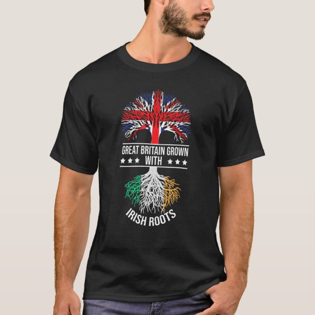 Irish Roots Immigration Ancestry Underbar Britain  T Shirt (Framsida)