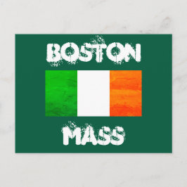 Irish Roots in Boston MA – Bold Flag Graphic Vykort